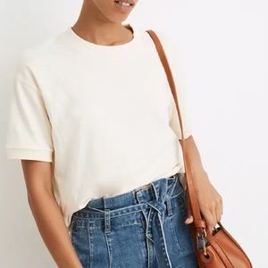 Madewell Cropped Boxy Tee beige cream T shirt Smal